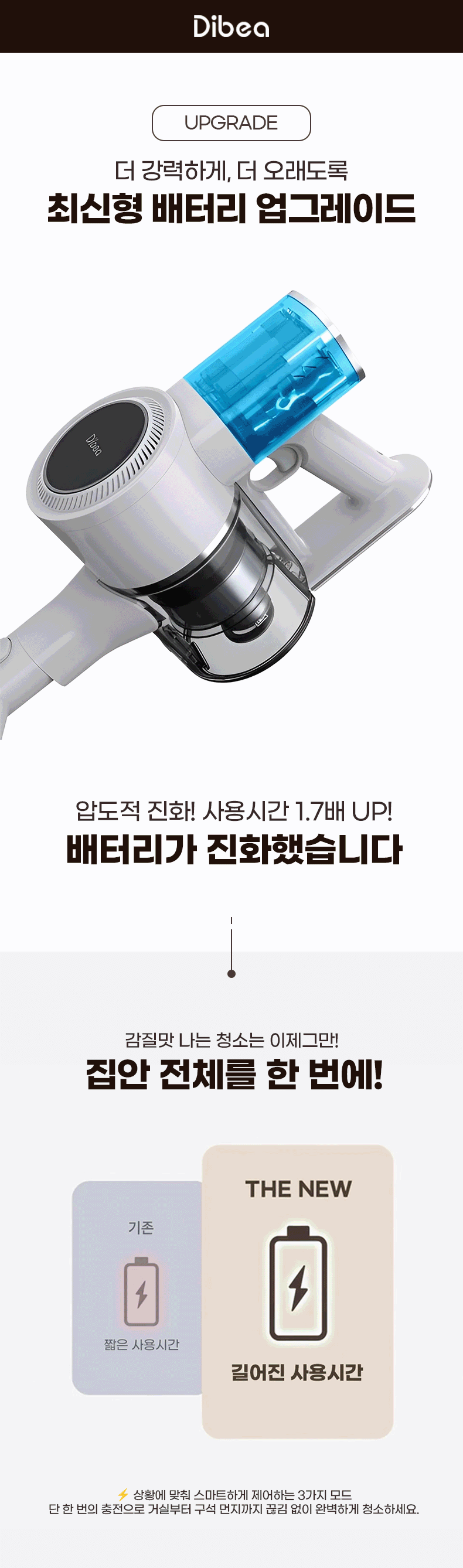 디베아 차이슨 무선 청소기 최신형 BLDC 진공 원룸 가벼운 물걸레 청소기 상세 이미지 30
